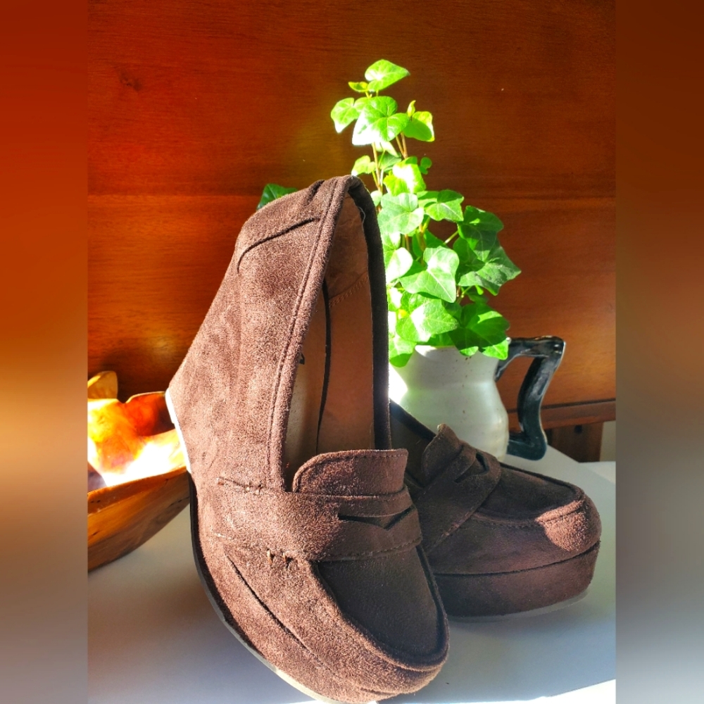 Soda - Patio-S Faux Suede Slip-On Loafer Wedge He… - image 2